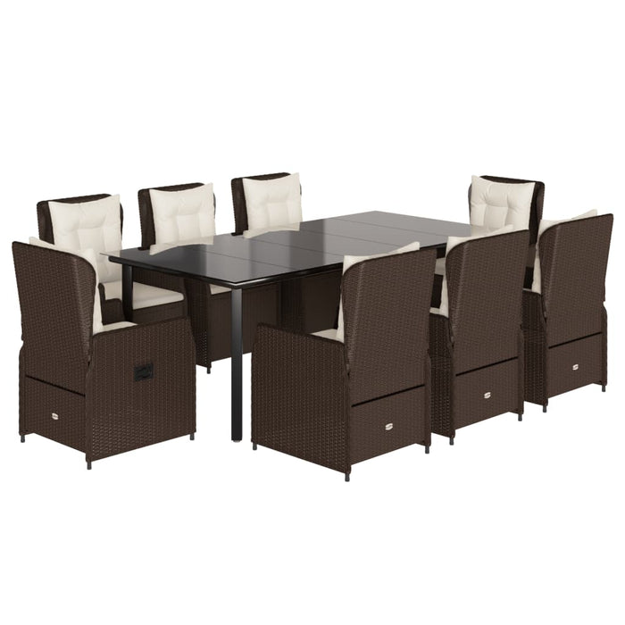 Set mobilier de grădină cu perne, 9 piese, maro, poliratan - WALTI WALTI