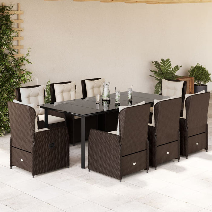 Set mobilier de grădină cu perne, 9 piese, maro, poliratan - WALTI WALTI