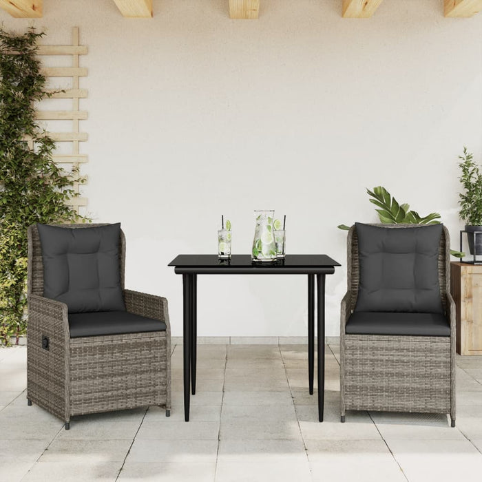 Set mobilier de grădină cu perne, 3 piese, gri, poliratan - WALTI WALTI