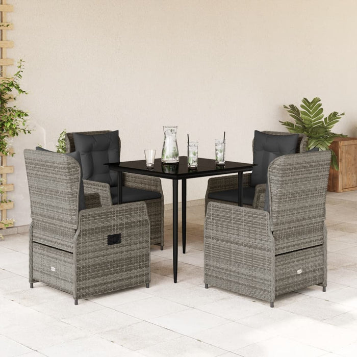 Set mobilier de grădină cu perne, 5 piese, gri, poliratan - WALTI WALTI