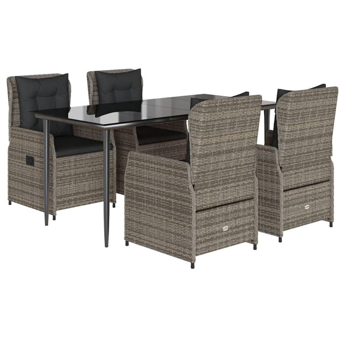 Set mobilier de grădină cu perne, 5 piese, gri, poliratan - WALTI WALTI