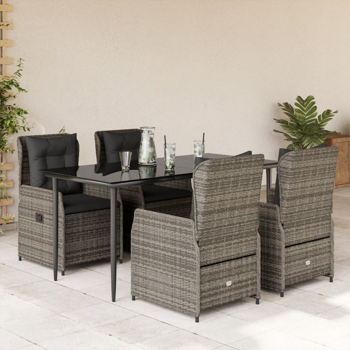 Set mobilier de grădină cu perne, 5 piese, gri, poliratan - WALTI WALTI