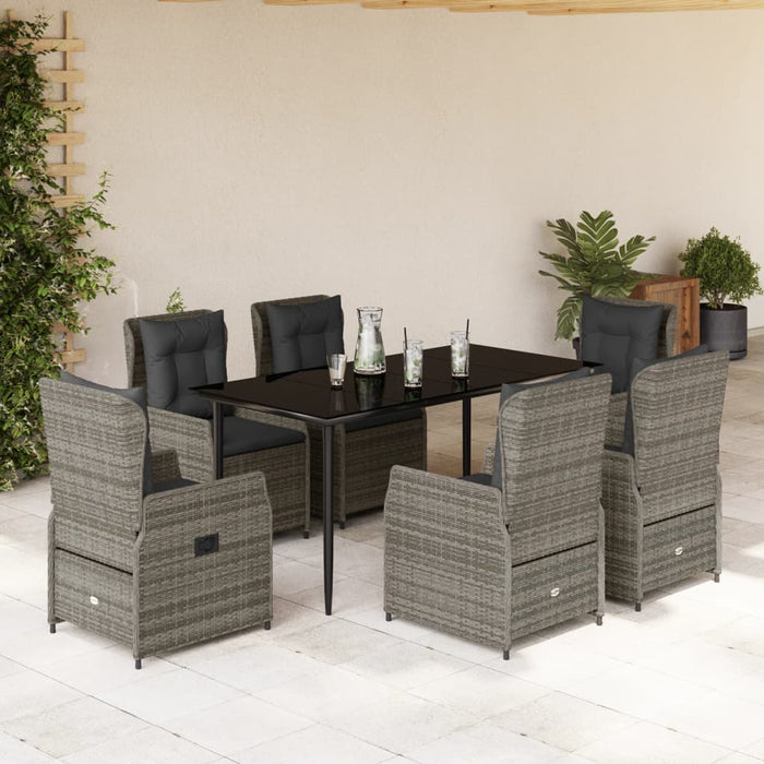 Set mobilier de grădină cu perne, 7 piese, gri, poliratan WALTI
