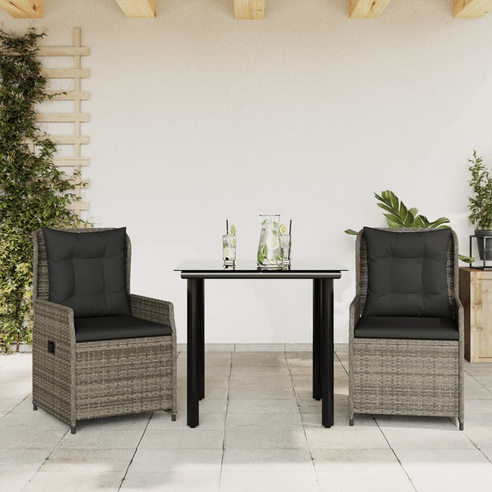 Set mobilier de grădină cu perne, 3 piese, gri, poliratan - WALTI WALTI