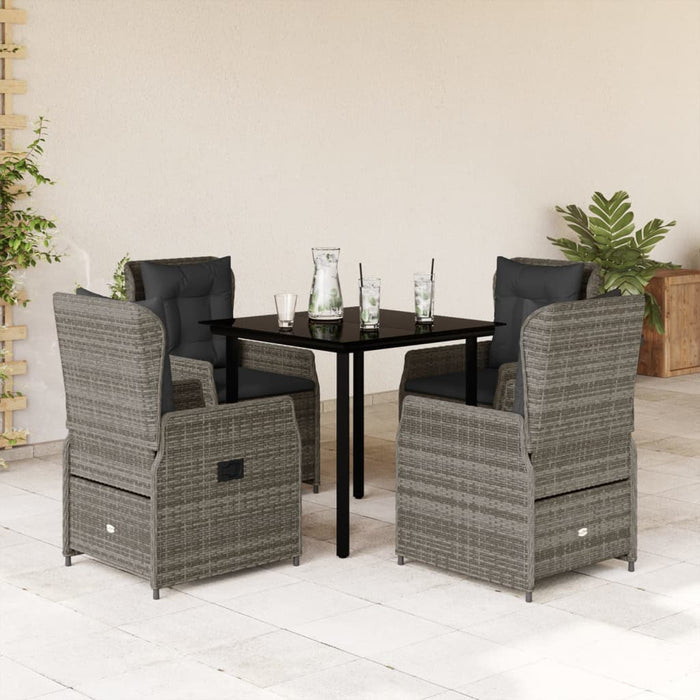 Set mobilier de grădină cu perne, 5 piese, gri, poliratan - WALTI WALTI