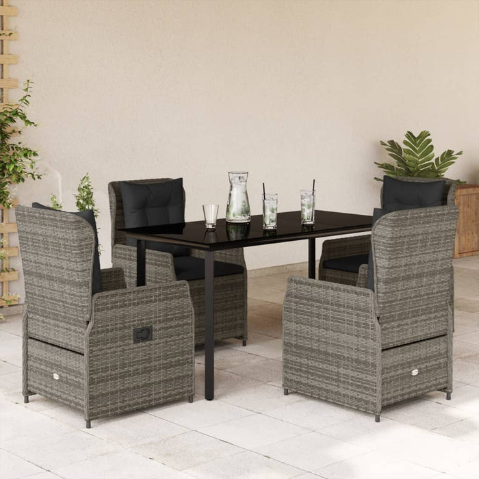 Set mobilier de grădină cu perne, 5 piese, gri, poliratan - WALTI WALTI