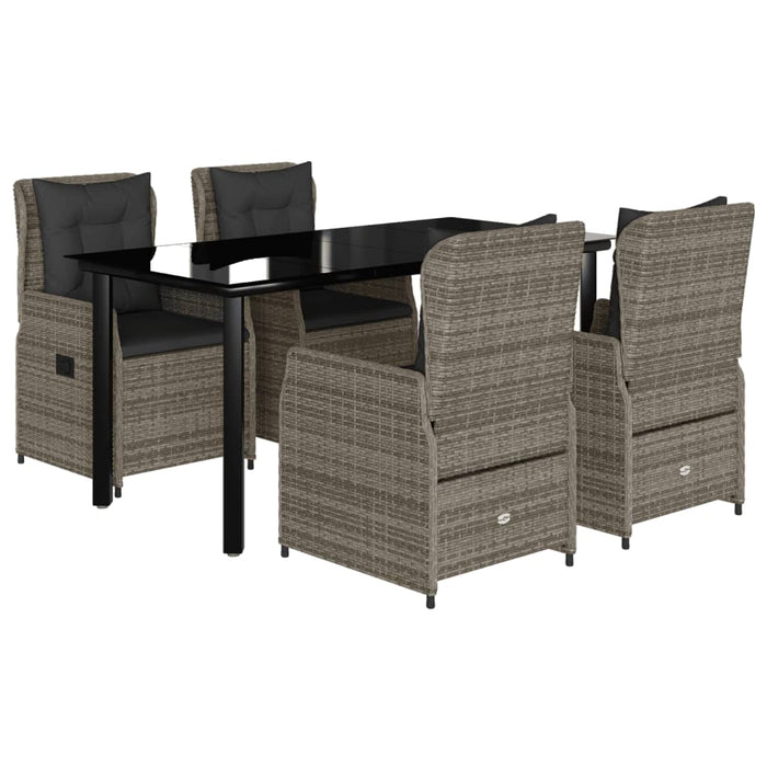 Set mobilier de grădină cu perne, 5 piese, gri, poliratan - WALTI WALTI