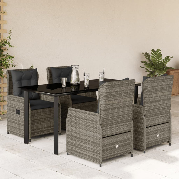 Set mobilier de grădină cu perne, 5 piese, gri, poliratan - WALTI WALTI