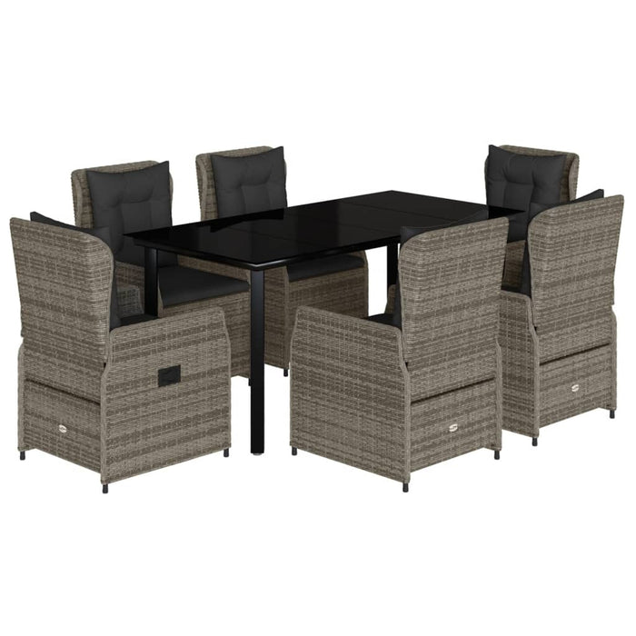 Set mobilier de grădină cu perne, 7 piese, gri, poliratan - WALTI WALTI