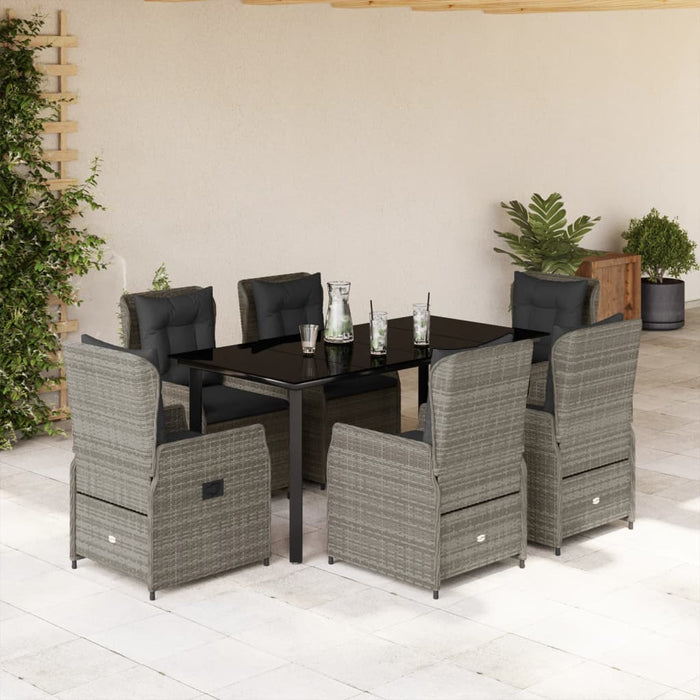 Set mobilier de grădină cu perne, 7 piese, gri, poliratan - WALTI WALTI