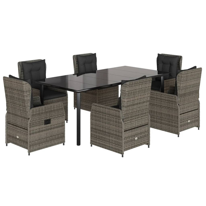 Set mobilier de grădină cu perne, 7 piese, gri, poliratan WALTI