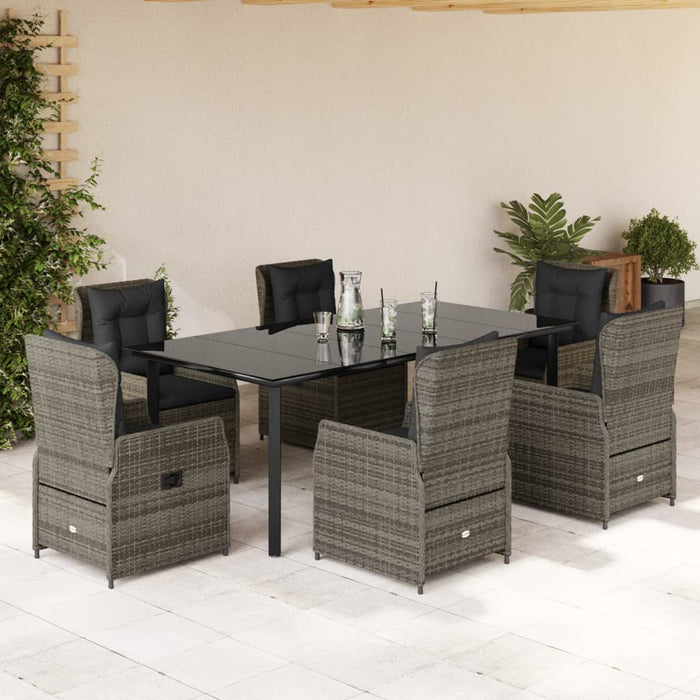 Set mobilier de grădină cu perne, 7 piese, gri, poliratan WALTI