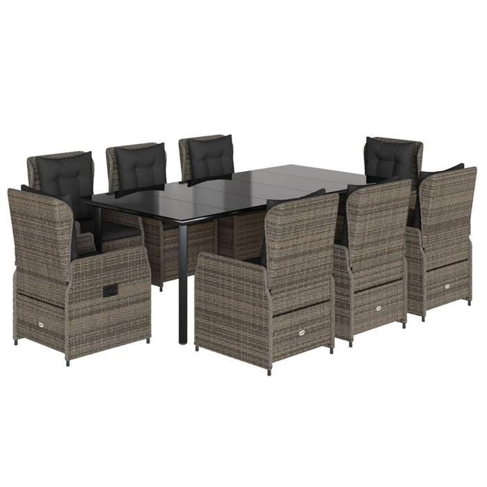 Set mobilier grădină cu perne, 9 piese, gri, poliratan - WALTI WALTI