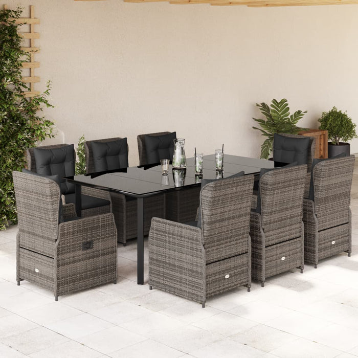 Set mobilier grădină cu perne, 9 piese, gri, poliratan - WALTI WALTI