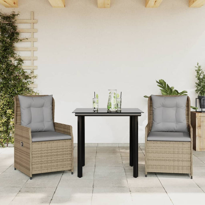 Set mobilier de grădină cu perne, 3 piese, bej, poliratan - WALTI WALTI