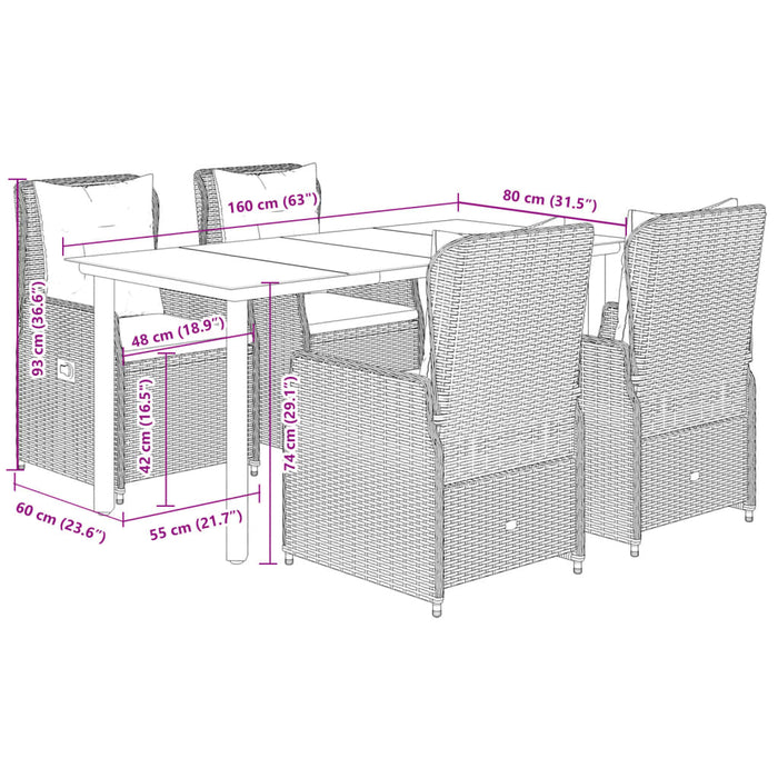 Set mobilier de grădină cu perne, 5 piese, bej, poliratan - WALTI WALTI