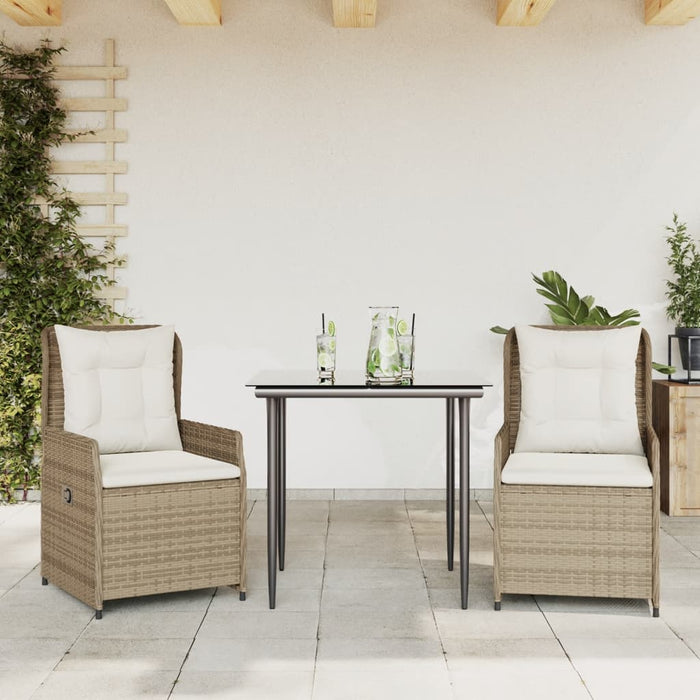 Set mobilier de grădină cu perne, 3 piese, bej, poliratan - WALTI WALTI