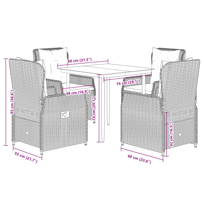 Set mobilier de grădină cu perne, 5 piese, bej, poliratan - WALTI WALTI