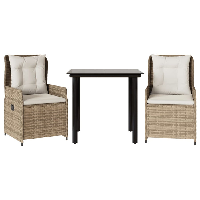 Set mobilier de grădină cu perne, 3 piese, bej, poliratan - WALTI WALTI