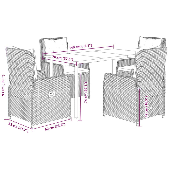 Set mobilier de grădină cu perne, 5 piese, bej, poliratan - WALTI WALTI