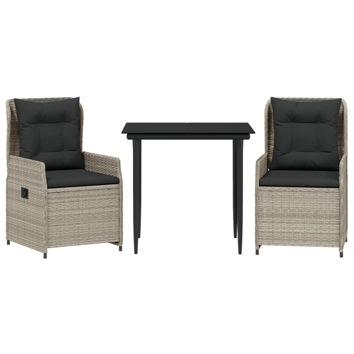 Set mobilier de grădină cu perne, 3 piese,gri deschis,poliratan - WALTI WALTI