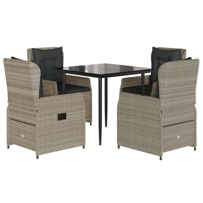 Set mobilier de grădină cu perne, 5 piese gri deschis poliratan - WALTI WALTI