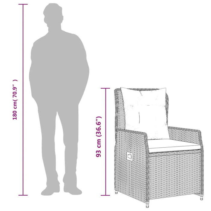 Set mobilier de grădină cu perne, 5 piese gri deschis poliratan - WALTI WALTI