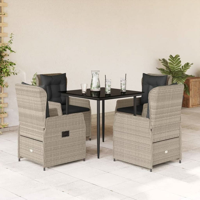 Set mobilier de grădină cu perne, 5 piese gri deschis poliratan - WALTI WALTI