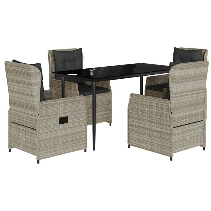 Set mobilier de grădină cu perne, 5 piese gri deschis poliratan - WALTI WALTI