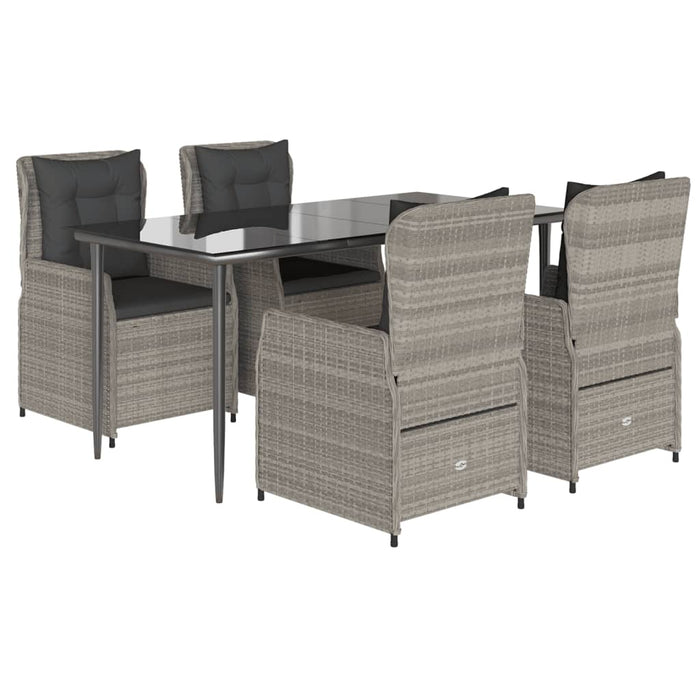 Set mobilier de grădină cu perne, 5 piese gri deschis poliratan - WALTI WALTI