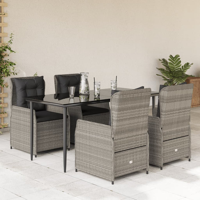 Set mobilier de grădină cu perne, 5 piese gri deschis poliratan - WALTI WALTI