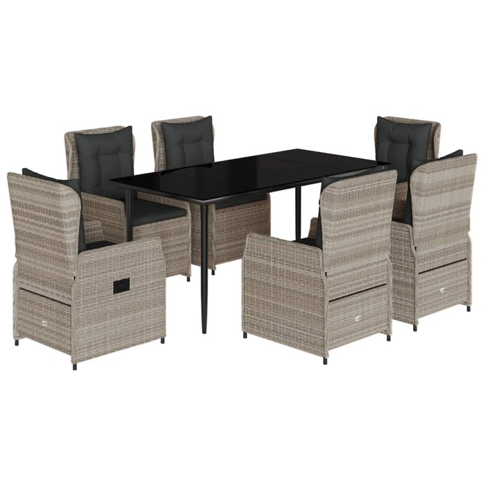 Set mobilier de grădină cu perne, 7 piese gri deschis poliratan - WALTI WALTI