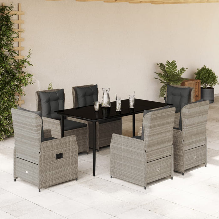 Set mobilier de grădină cu perne, 7 piese gri deschis poliratan - WALTI WALTI