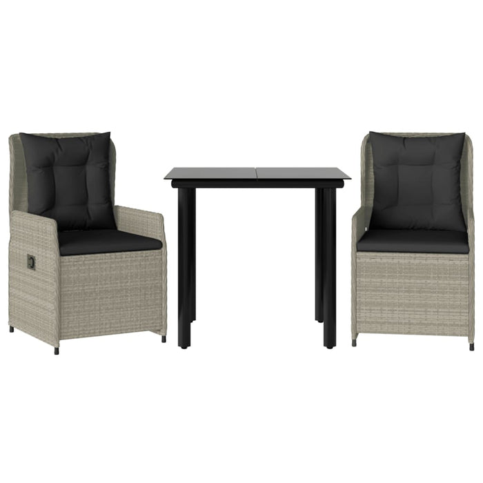 Set mobilier de grădină cu perne, 3 piese,gri deschis,poliratan - WALTI WALTI