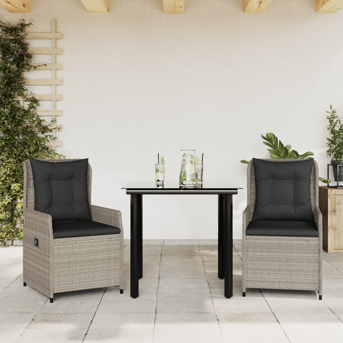 Set mobilier de grădină cu perne, 3 piese,gri deschis,poliratan - WALTI WALTI