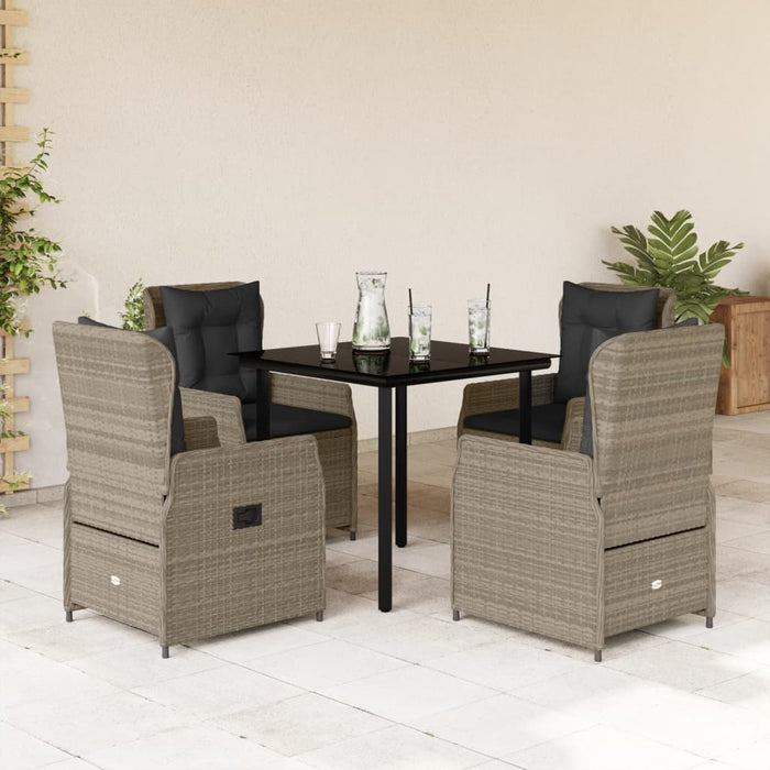 Set mobilier de grădină cu perne, 5 piese gri deschis poliratan - WALTI WALTI