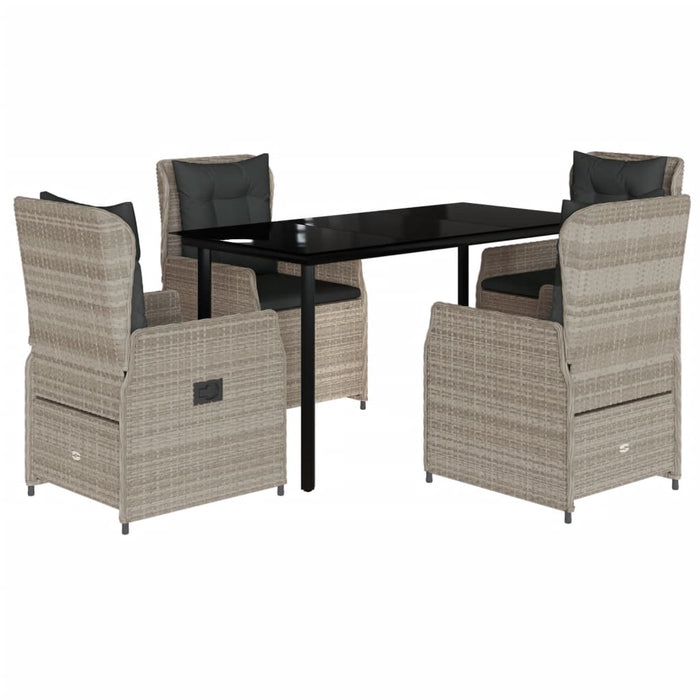 Set mobilier de grădină cu perne, 5 piese gri deschis poliratan - WALTI WALTI