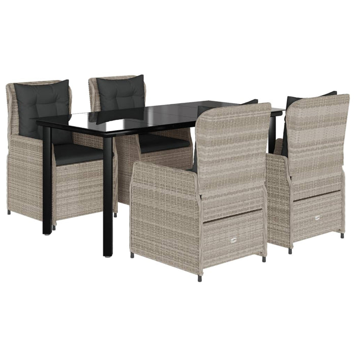 Set mobilier de grădină cu perne, 5 piese gri deschis poliratan - WALTI WALTI