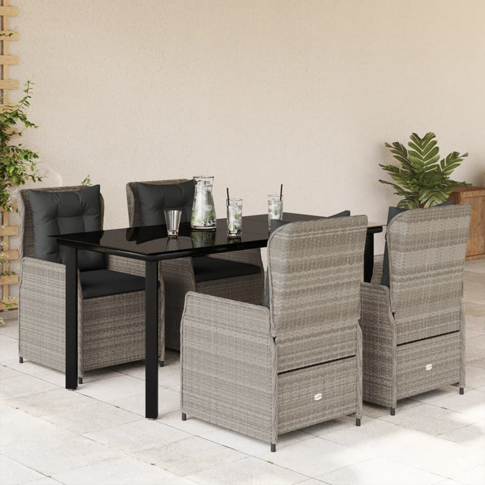 Set mobilier de grădină cu perne, 5 piese gri deschis poliratan - WALTI WALTI