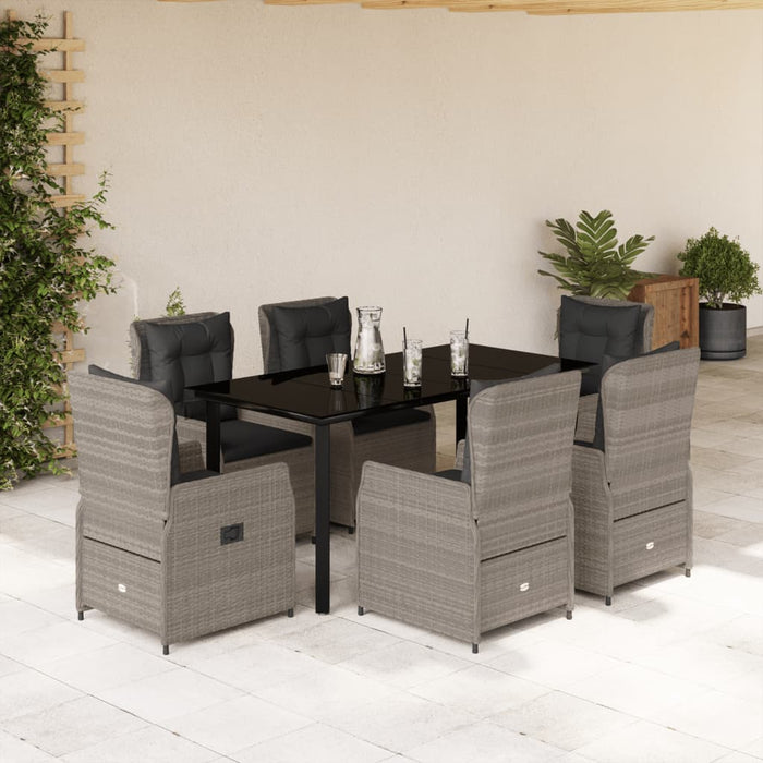 Set mobilier de grădină cu perne, 7 piese gri deschis poliratan - WALTI WALTI