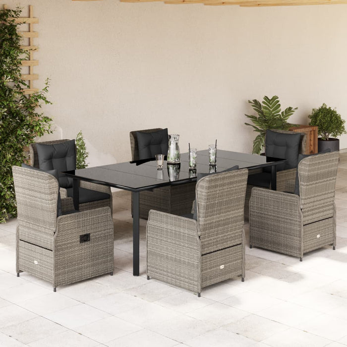 Set mobilier de grădină cu perne, 7 piese gri deschis poliratan - WALTI WALTI