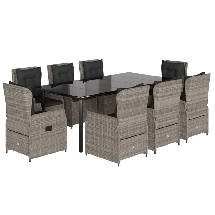 Set mobilier grădină cu perne, 9 piese, gri deschis, poliratan - WALTI WALTI