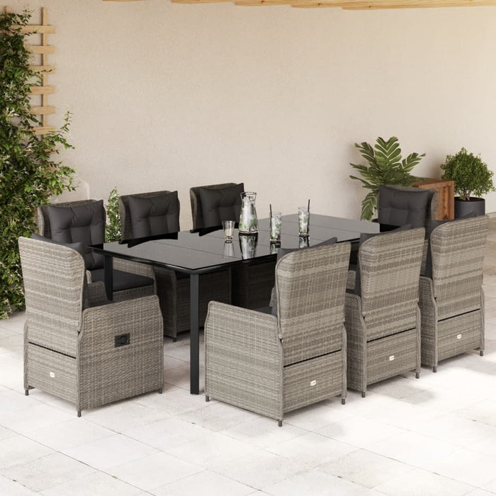 Set mobilier grădină cu perne, 9 piese, gri deschis, poliratan - WALTI WALTI