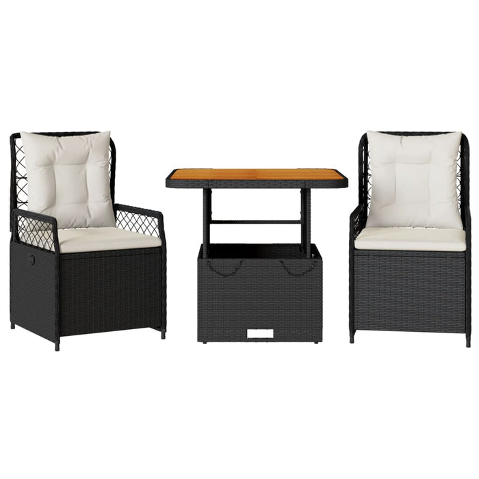 Set mobilier de grădină cu perne, 3 piese, negru, poliratan - WALTI WALTI