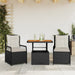 Set mobilier de grădină cu perne, 3 piese, negru, poliratan - WALTI WALTI