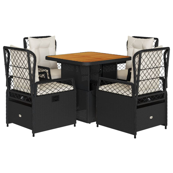 Set mobilier de grădină cu perne, 5 piese, negru, poliratan - WALTI WALTI