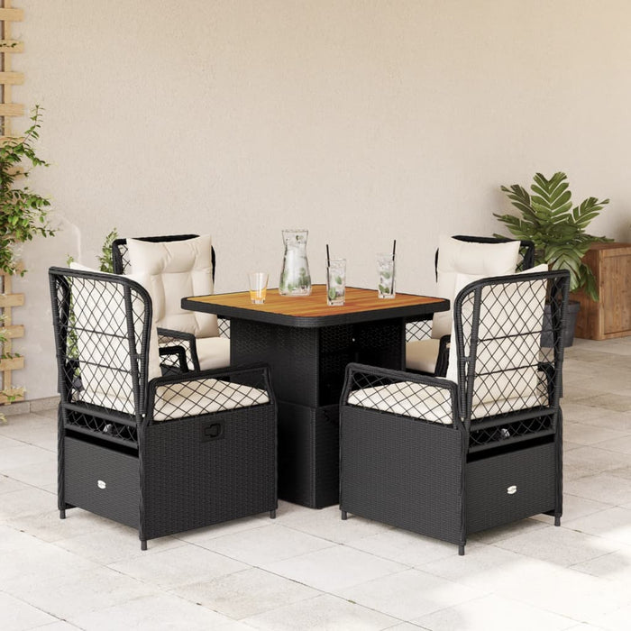 Set mobilier de grădină cu perne, 5 piese, negru, poliratan - WALTI WALTI