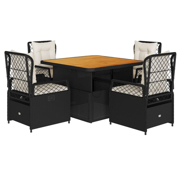 Set mobilier de grădină cu perne, 5 piese, negru, poliratan - WALTI WALTI