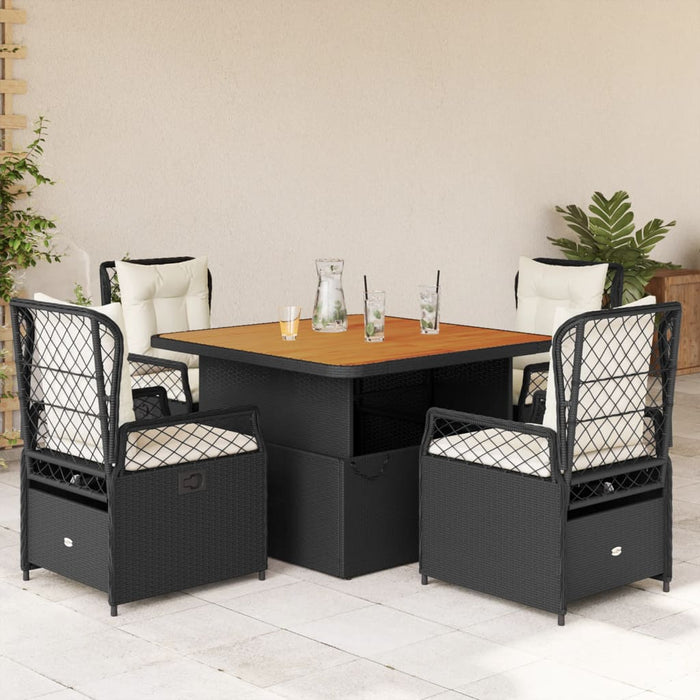 Set mobilier de grădină cu perne, 5 piese, negru, poliratan - WALTI WALTI