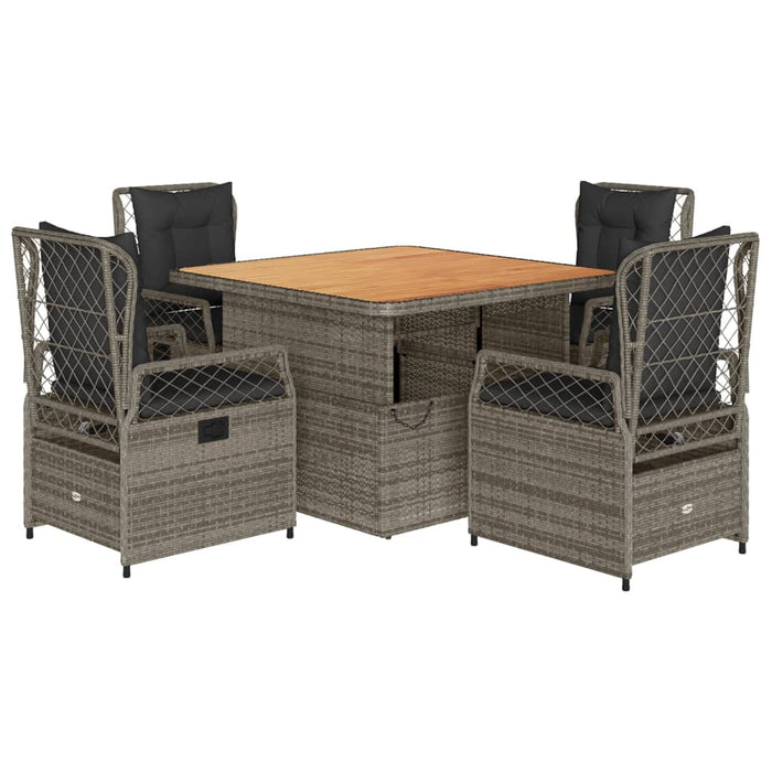 Set mobilier de grădină cu perne, 5 piese, gri, poliratan - WALTI WALTI